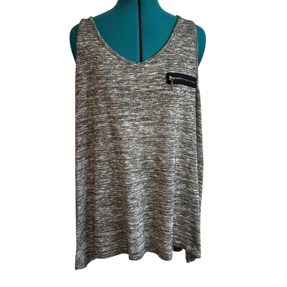 2/$30 Lane Bryant Marbled Gray Black and Gold  Sleeveless Tank Blouse Tunic - Picture 1 of 10